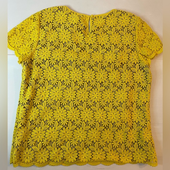 Talbots Yellow Crochet Lace Two Piece Set Skirt And Blouse Size 16 Easter Outfit - Picture 9 of 13